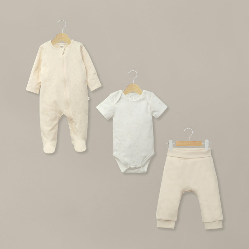 Conjunto 3 Piezas Osito, Body Y Pantalón Beige De Bebé Unisex