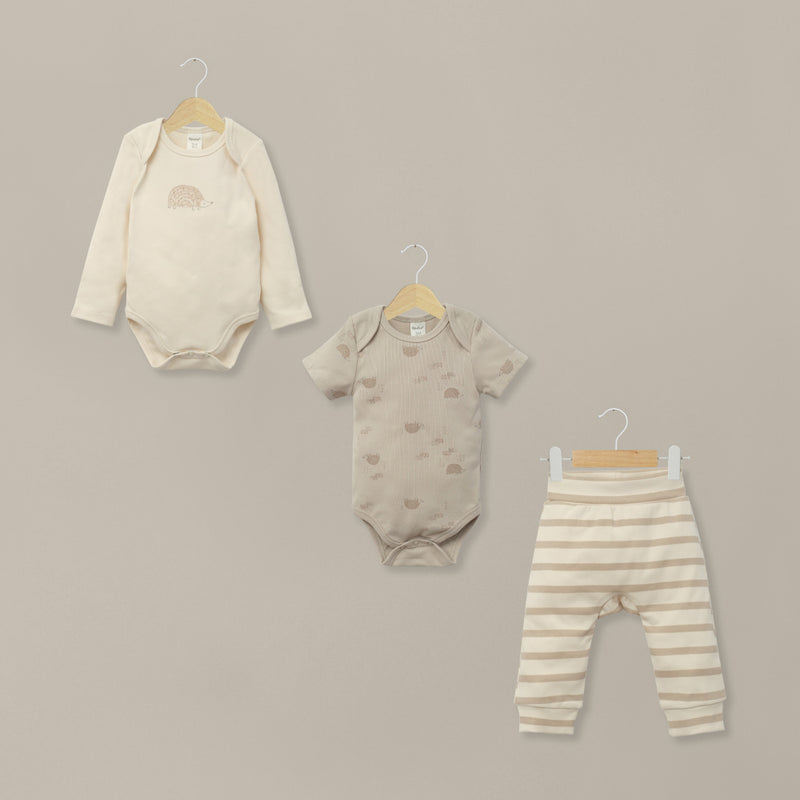 Conjunto 3 Piezas Bodies Y Pantalón Beige De Bebé Unisex