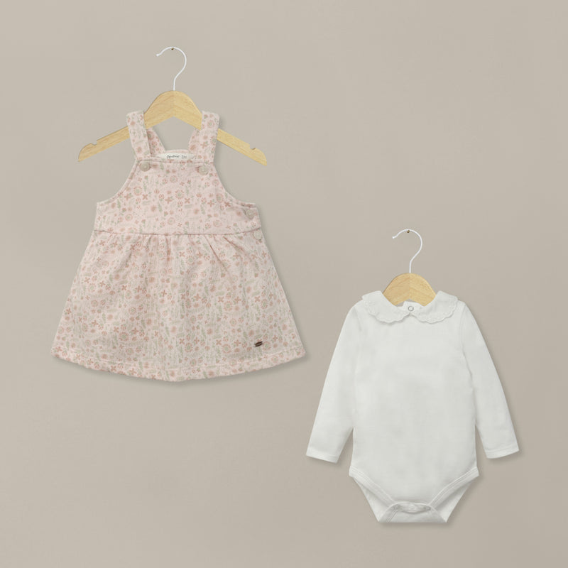 Conjunto Jumper Rosado Con Body De Bebé Niña