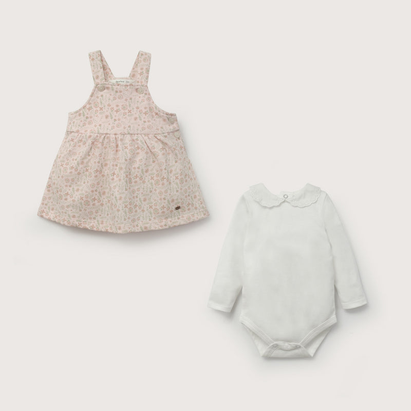 Conjunto Jumper Rosado Con Body De Bebé Niña