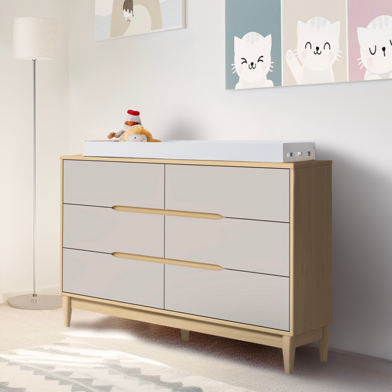 Comoda Tomi 6 Cajones Gris con Madera