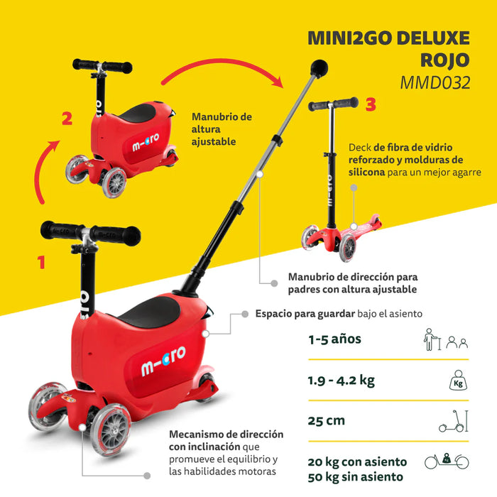 Scooter Mini 2Go Deluxe Plus Rojo