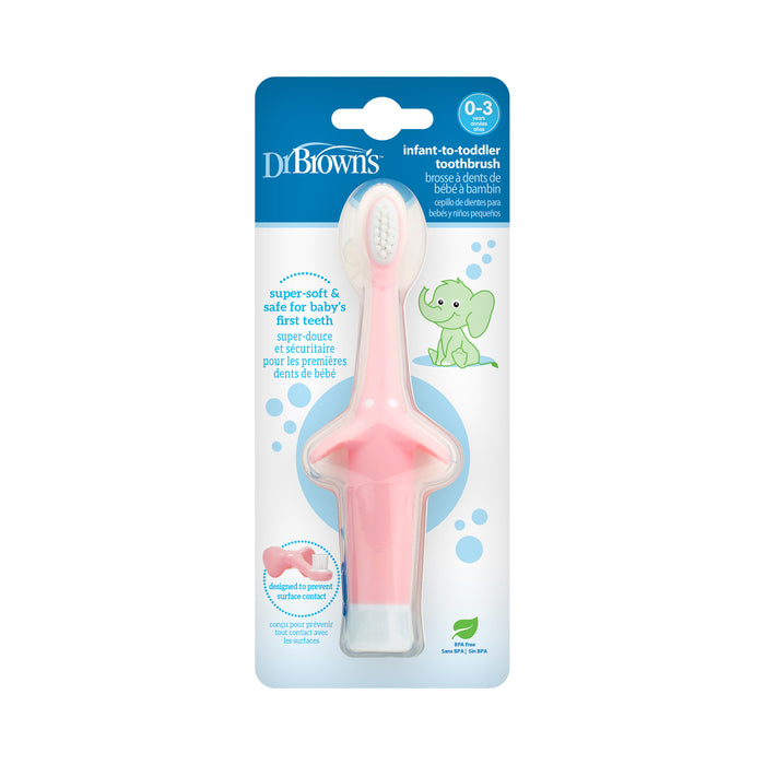 Cepillo de Dientes Bebés y Niños Pequeños 0-3 años, Elefante rosado Dr. Brown's