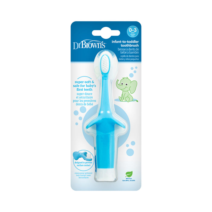 Cepillo de Dientes Bebés y Niños Pequeños 0-3 años, Elefante azul Dr. Brown's