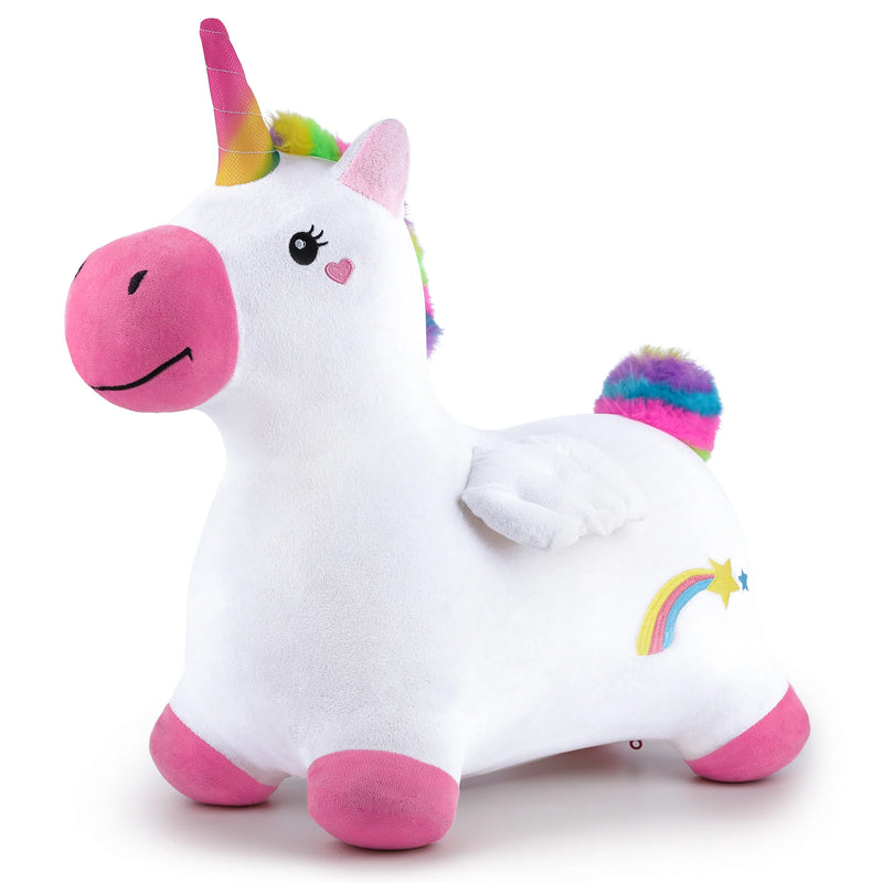 Unicornio Saltarín de Felpa Bouncy Pals Crystal – Inflable y Lavable