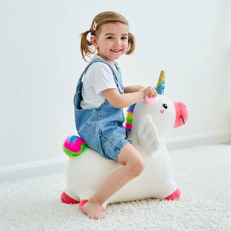 Unicornio Saltarín de Felpa Bouncy Pals Crystal – Inflable y Lavable