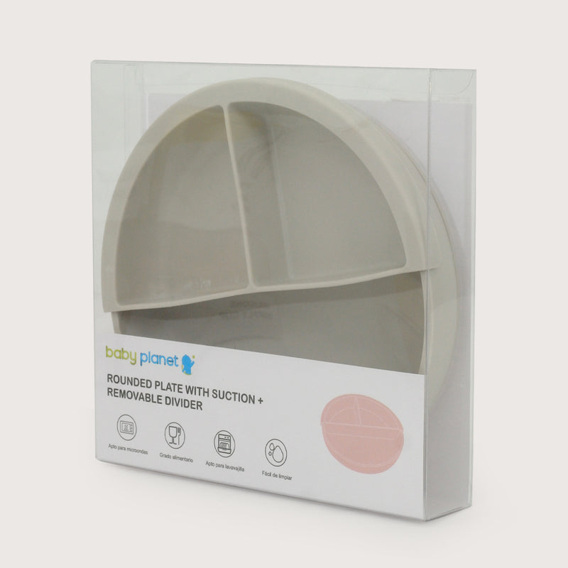 Plato Redondo Con Base Antideslizante Y Divisor