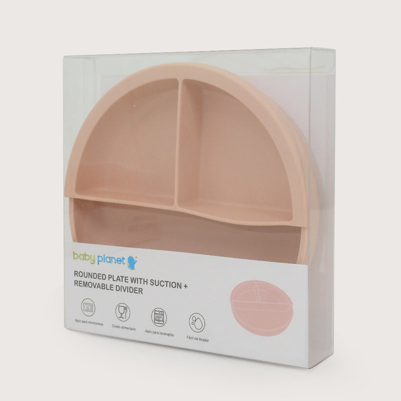 Plato Redondo Con Base Antideslizante Y Divisor