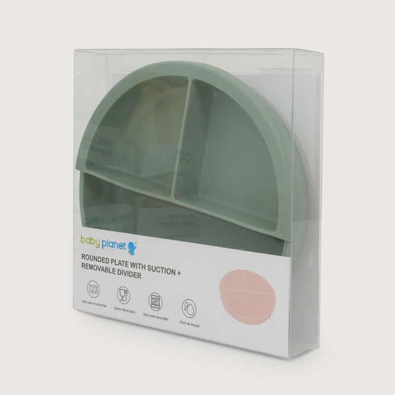 Plato Redondo Con Base Antideslizante Y Divisor