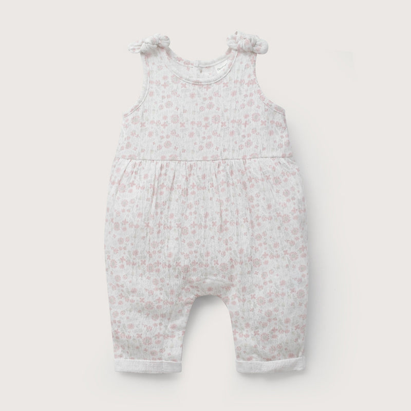 Jardinera Rosada Estampada De Bebé Niña