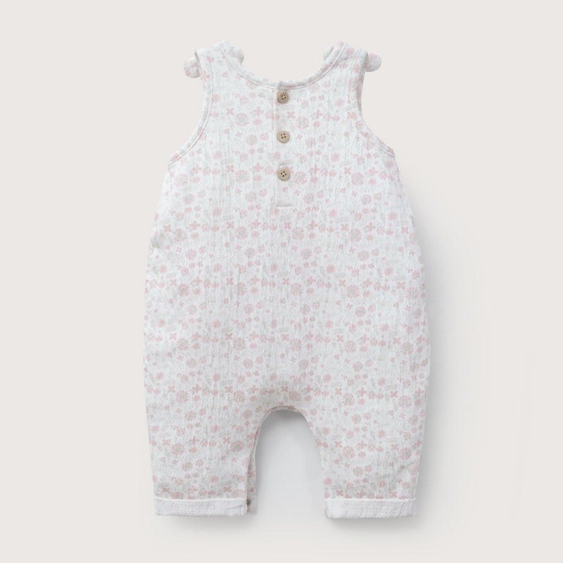 Jardinera Rosada Estampada De Bebé Niña