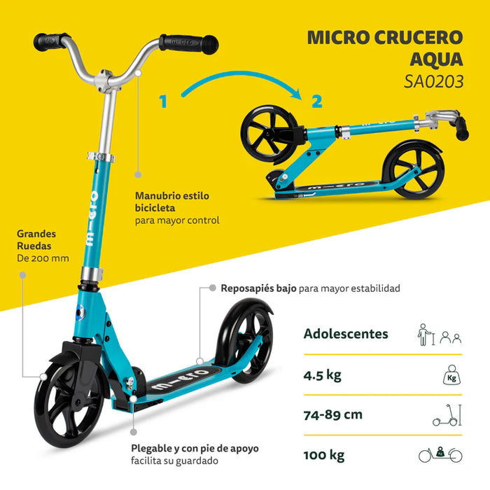 Micro Scooter Adolescentes Crucero Aqua