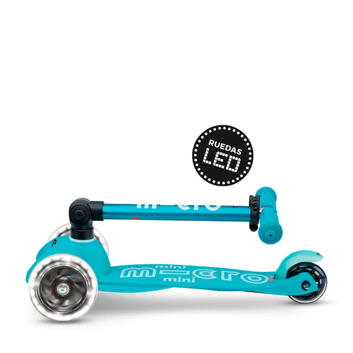 Micro Scooter Mini Deluxe LED PLEGABLE Aqua