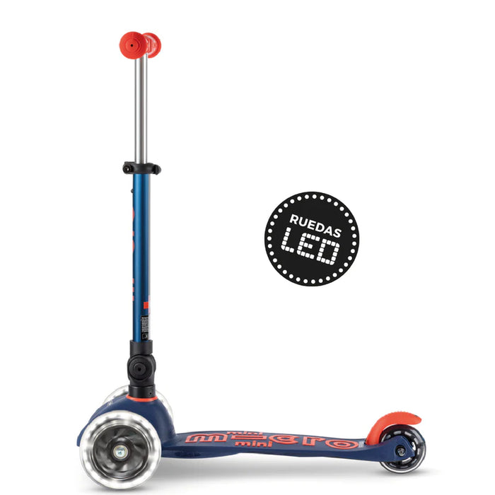 Micro Scooter Mini Deluxe LED PLEGABLE Azul