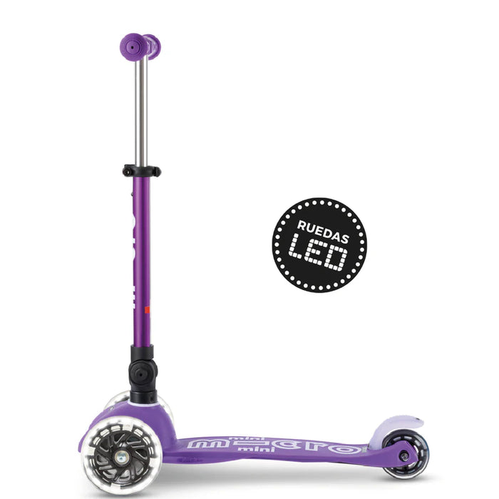 Micro Scooter Mini Deluxe LED PLEGABLE Morado