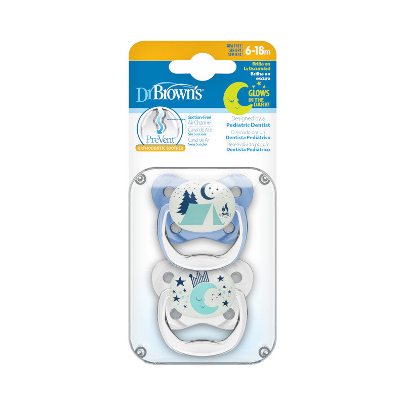 Chupete Prevent Noche Mariposa 6-18M 2UN Azul Dr. Brown's