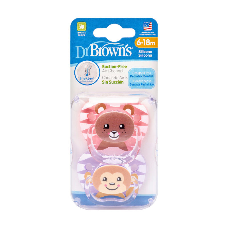 Chupete Prevent 6-18M 2UN Rosado Dr. Brown's