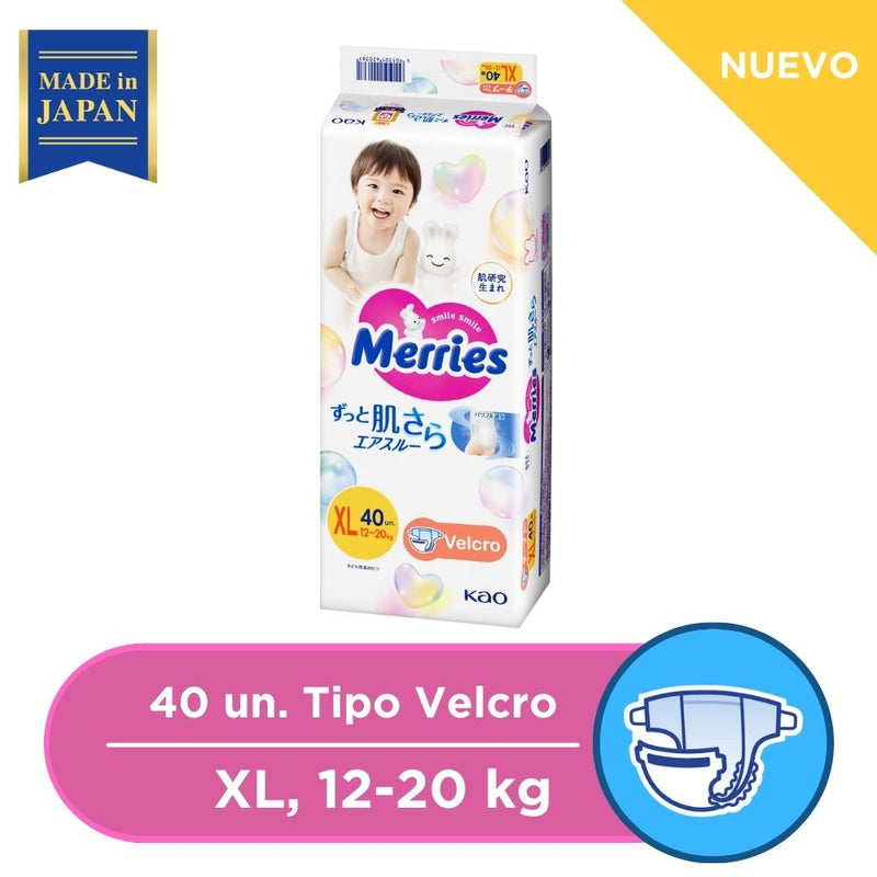 Pañales Merries Cierre Adhesivo XL 40 un