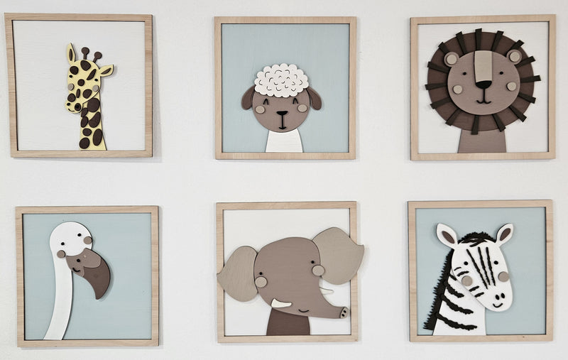 Set 6 Cuadros de Madera Pintados a Mano