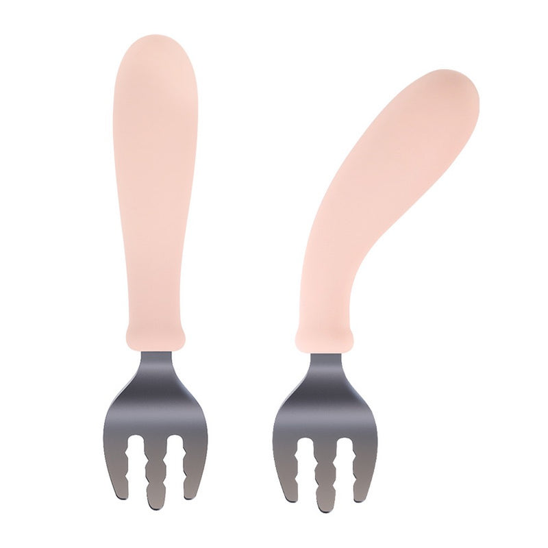 Set Cuchara + Tenedor Silicona & Acero Inox Giratorios