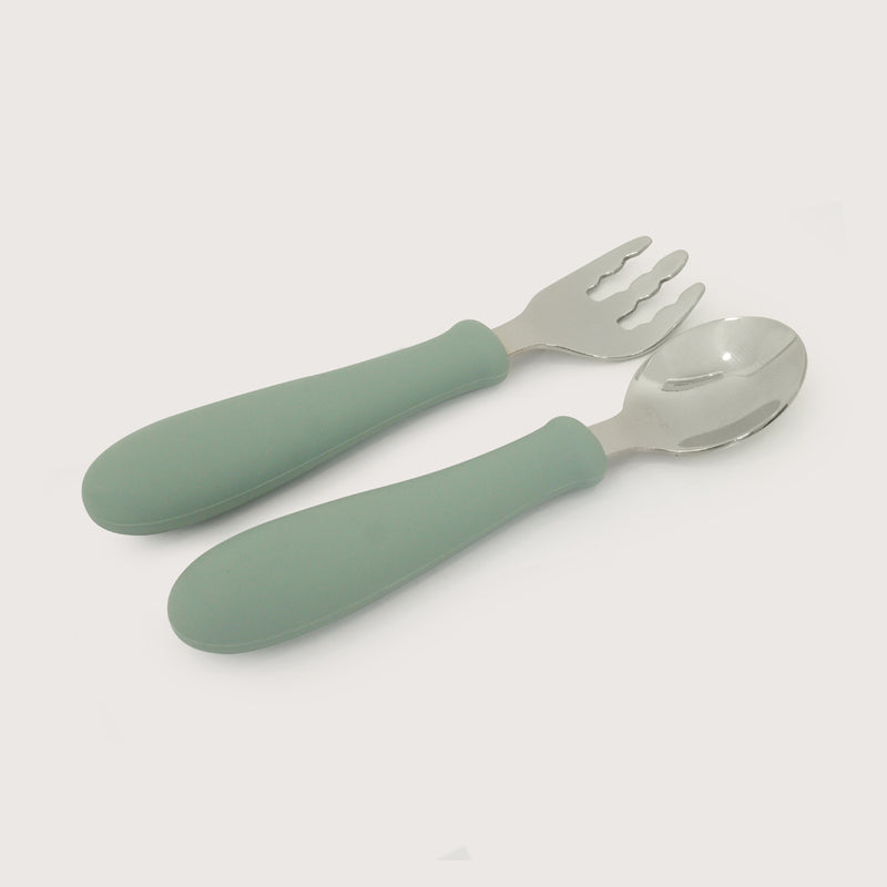 Set Cuchara + Tenedor Silicona & Acero Inox Giratorios