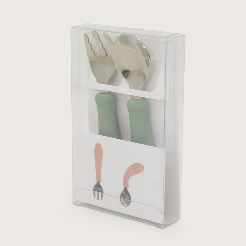 Set Cuchara + Tenedor Silicona & Acero Inox Giratorios