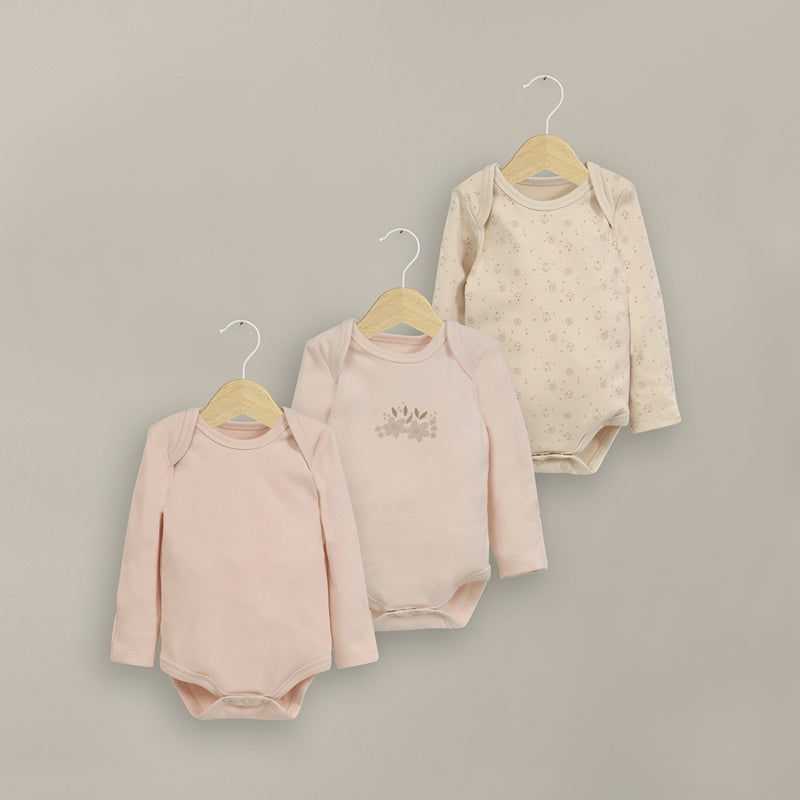 Tripack bodies manga larga de bebé niña