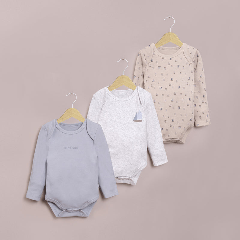 Tripack bodies manga larga ositos de bebé niño