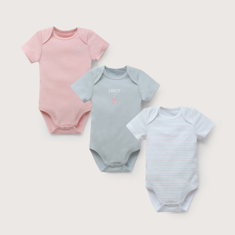 Tripack bodies manga corta de bebé niña