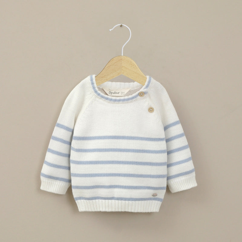Sweater lineas blanco de bebé niño