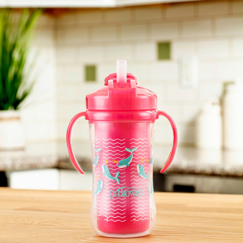 Vaso Térmico con pajita 300ml 12M+ Rosado Dr. Brown's