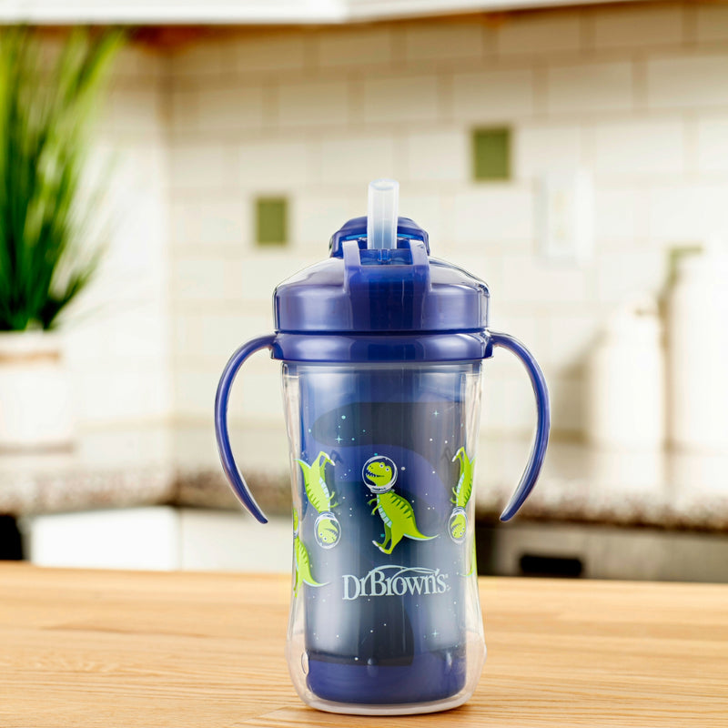 Vaso Térmico con pajita 300ml 12M+ Azul Dr. Brown's