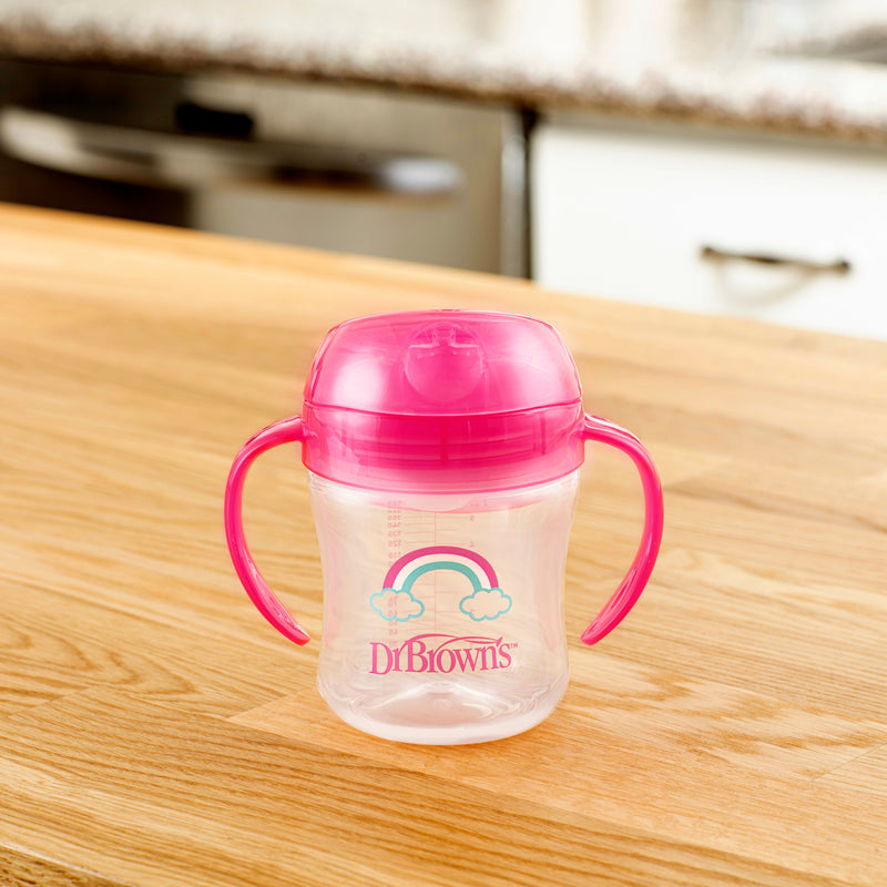Vaso con asas y boquilla blanda 180ml 6M+ Rosado Dr. Brown's