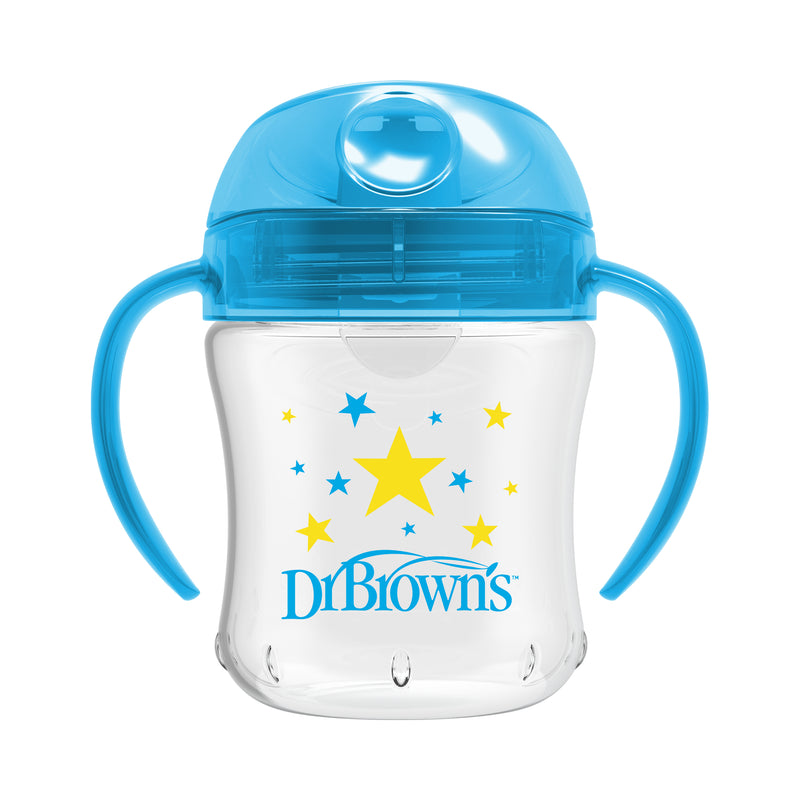 Vaso con asas y boquilla blanda 180ml 6M+ Azul Dr. Brown's