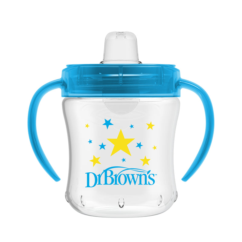 Vaso con asas y boquilla blanda 180ml 6M+ Azul Dr. Brown's