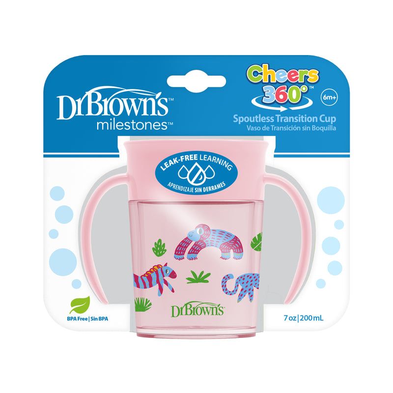 Vaso 360° con asas 200ml 6M+ Rosado Dr. Brown's