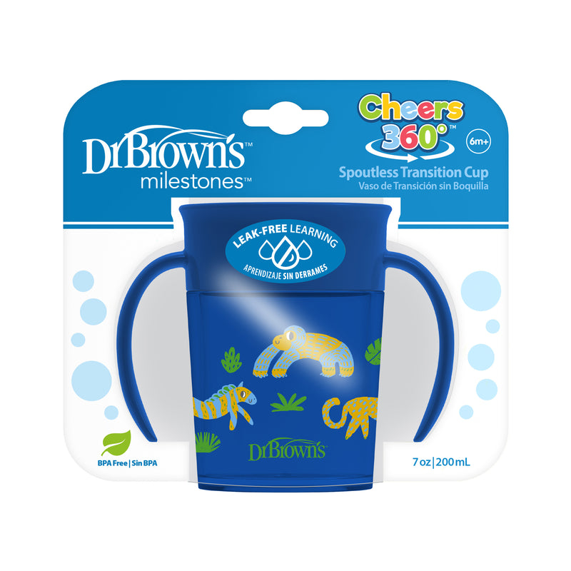 Vaso 360° con asas 200ml 6M+ Azul Dr. Brown's