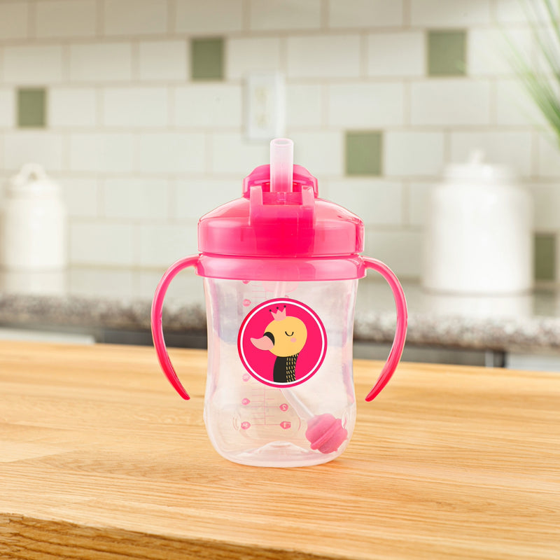 1er Vaso con asas y pajita 270ml 6M+, Rosado Dr. Brown's