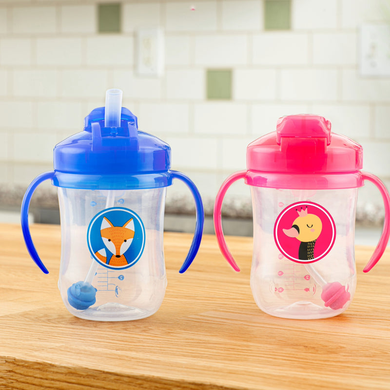 1er Vaso con asas y pajita 270ml 6M+, Rosado Dr. Brown's