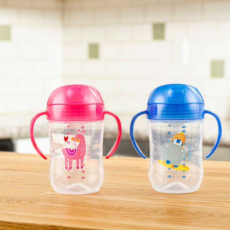 Vaso con asas y boquilla blanda 270ml 9M+ Rosada Dr. Brown's