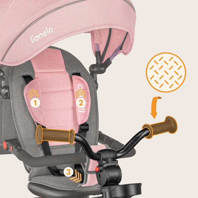 Triciclo Evolutivo Lionelo Haari con Asiento Giratorio 360° y Ruedas PU
