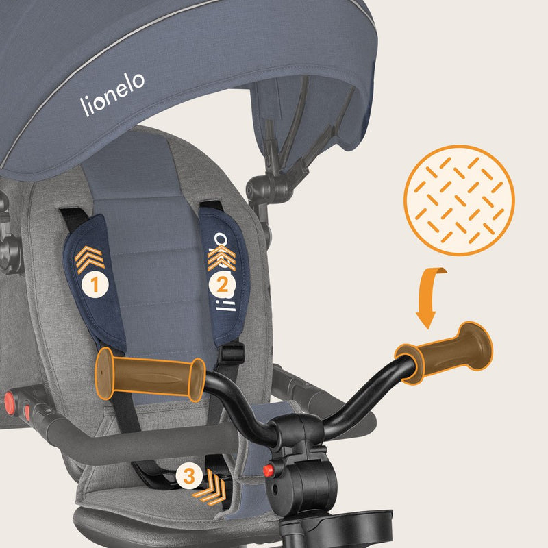 Triciclo Evolutivo Lionelo Haari con Asiento Giratorio 360° y Ruedas PU