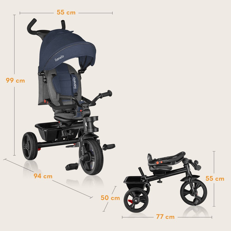 Triciclo Evolutivo Lionelo Haari con Asiento Giratorio 360° y Ruedas PU