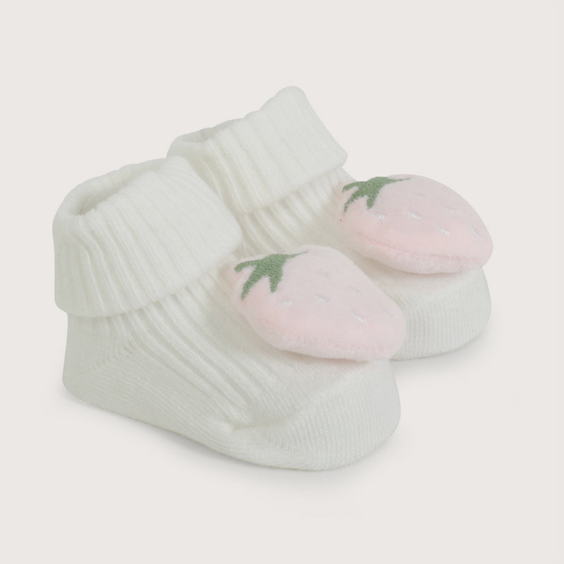 Calcetin sonajero rosado de bebe