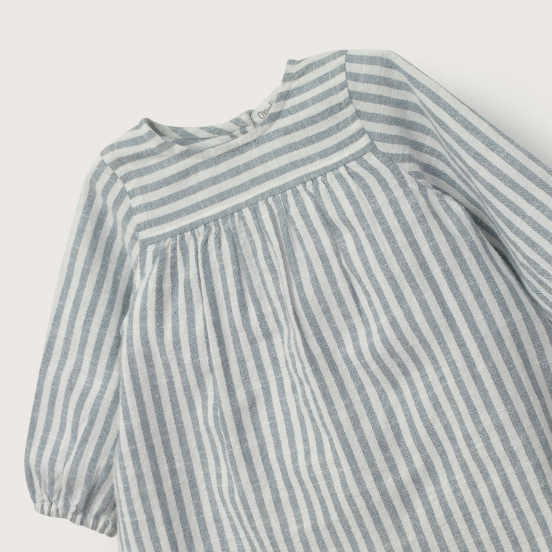 Vestido azul con lineas de bebé niña