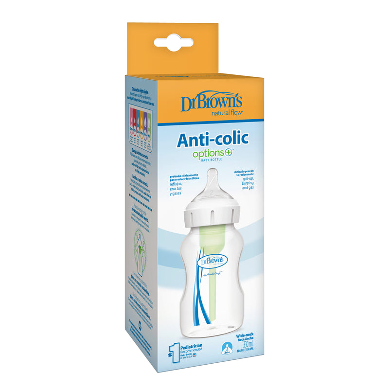 Mamadera Anticólico Boca Ancha 330ml, c/Tetina 3M+ Dr. Brown's