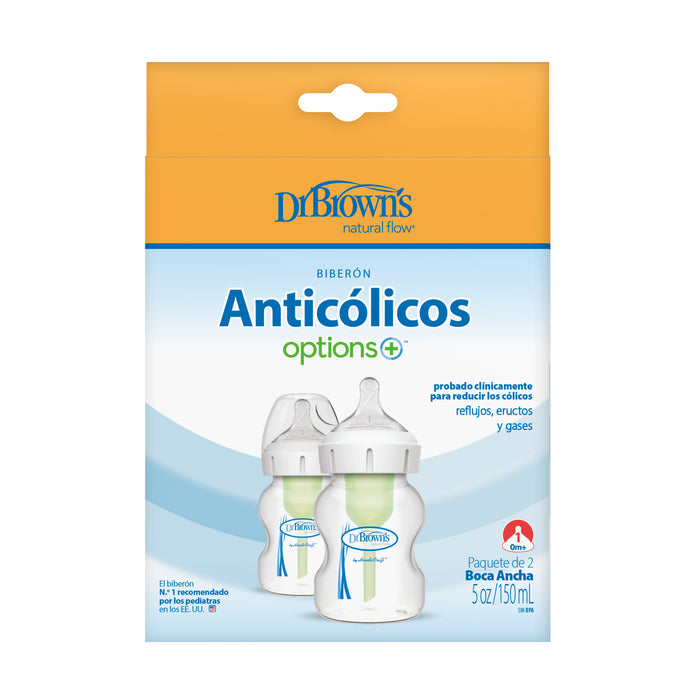 Pack 2 Mamaderas Anticólico Boca Ancha 150ml Dr. Brown's