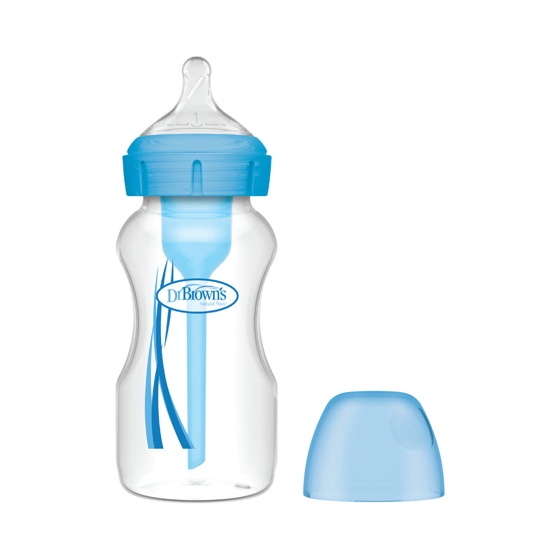 Mamadera Anticólico Boca Ancha 270ml Azul Dr. Brown's