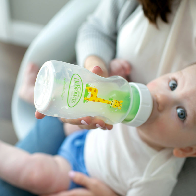 Pack 2 Mamaderas Anticólico Boca Ancha 270ml, Jirafa c/Tetina 3M+ Dr. Brown's