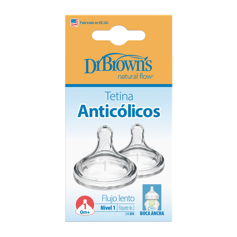 Tetina Anticólico Boca Ancha 2UN 0M+ (Recién Nacido) Dr. Brown's